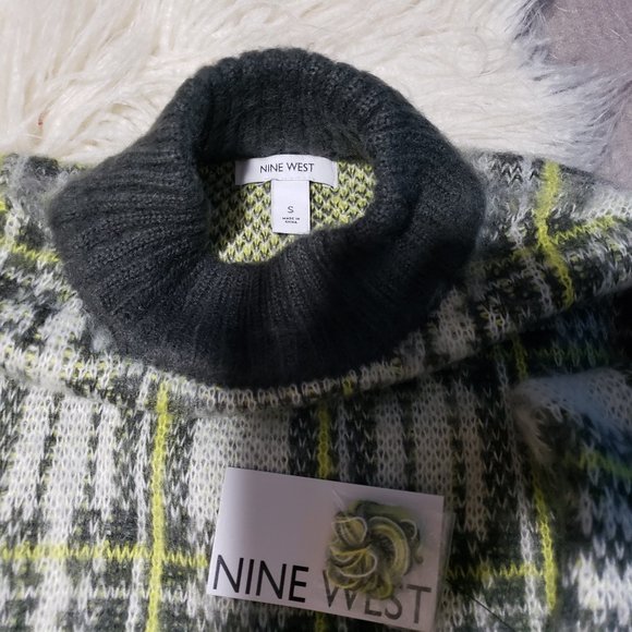 NWT Nine West plaid Boxy soft knit sweater plaid pattern - Picture 5 of 7